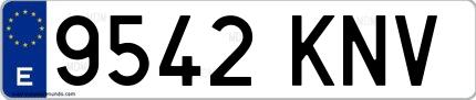 Ejemplo de matrícula española 9542 KNV