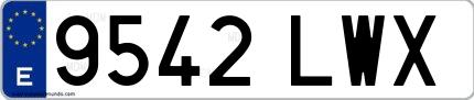 Ejemplo de matrícula española 9542 LWX