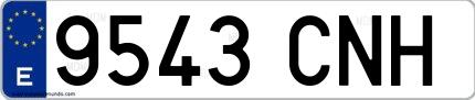 Ejemplo de matrícula española 9543 CNH