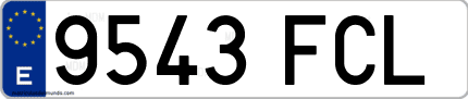 Ejemplo de matrícula de coche ordinaria 9543 FCL