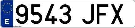 Ejemplo de matrícula española 9543 JFX