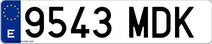 Ejemplo de matrícula española 9543 MDK