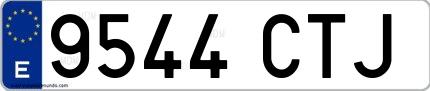 Ejemplo de matrícula española 9544 CTJ
