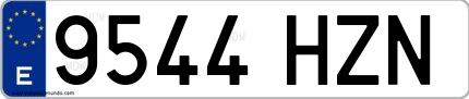 Ejemplo de matrícula española 9544 HZN