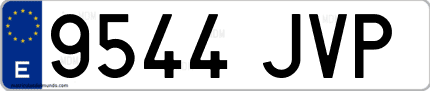 Ejemplo de matrícula de coche ordinaria 9544 JVP