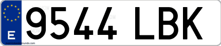 Ejemplo de matrícula de coche ordinaria 9544 LBK