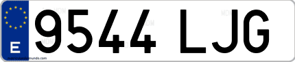 Ejemplo de matrícula de coche ordinaria 9544 LJG
