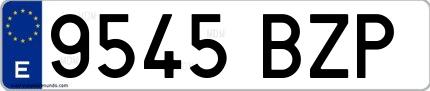Ejemplo de matrícula española 9545 BZP