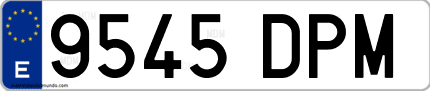Ejemplo de matrícula de coche ordinaria 9545 DPM