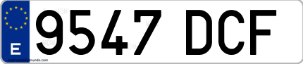 Ejemplo de matrícula de coche ordinaria 9547 DCF