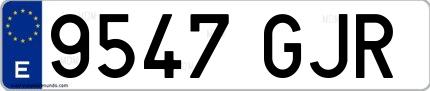 Ejemplo de matrícula española 9547 GJR