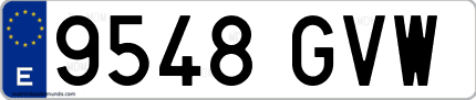 Ejemplo de matrícula de coche ordinaria 9548 GVW