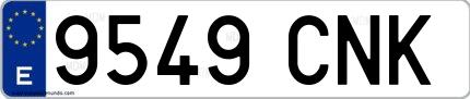 Ejemplo de matrícula española 9549 CNK