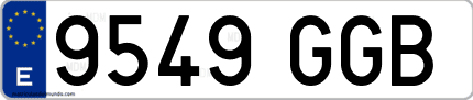 Ejemplo de matrícula de coche ordinaria 9549 GGB