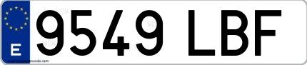 Ejemplo de matrícula española 9549 LBF