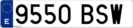 Ejemplo de matrícula de coche ordinaria 9550 BSW
