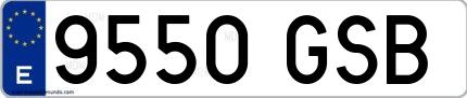 Ejemplo de matrícula española 9550 GSB