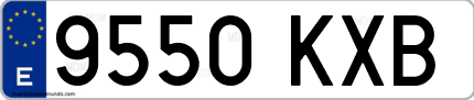 Ejemplo de matrícula de coche ordinaria 9550 KXB