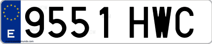 Ejemplo de matrícula de coche ordinaria 9551 HWC