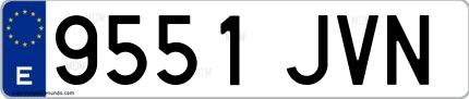 Ejemplo de matrícula española 9551 JVN