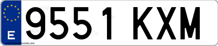 Ejemplo de matrícula de coche ordinaria 9551 KXM
