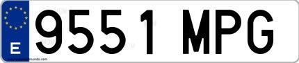 Ejemplo de matrícula española 9551 MPG