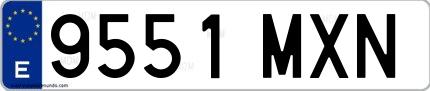 Ejemplo de matrícula española 9551 MXN