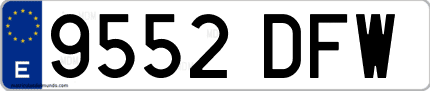 Ejemplo de matrícula de coche ordinaria 9552 DFW
