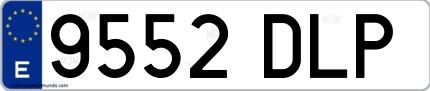 Ejemplo de matrícula española 9552 DLP