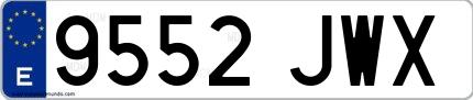 Ejemplo de matrícula española 9552 JWX