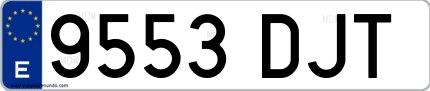 Ejemplo de matrícula de coche ordinaria 9553 DJT