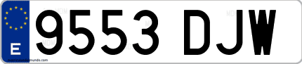 Ejemplo de matrícula de coche ordinaria 9553 DJW
