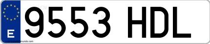 Ejemplo de matrícula española 9553 HDL