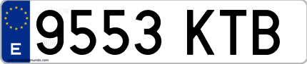 Ejemplo de matrícula de coche ordinaria 9553 KTB