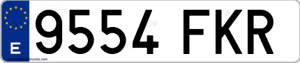 Ejemplo de matrícula de coche ordinaria 9554 FKR