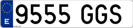 Ejemplo de matrícula de coche ordinaria 9555 GGS