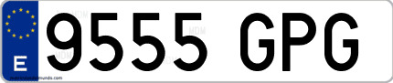 Ejemplo de matrícula de coche ordinaria 9555 GPG