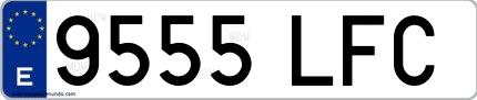 Ejemplo de matrícula española 9555 LFC