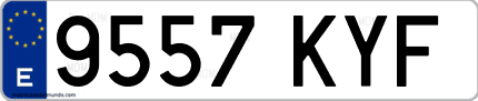 Ejemplo de matrícula de coche ordinaria 9557 KYF