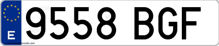 Ejemplo de matrícula de coche ordinaria 9558 BGF