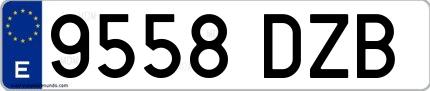 Ejemplo de matrícula española 9558 DZB
