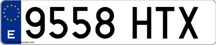 Ejemplo de matrícula de coche ordinaria 9558 HTX