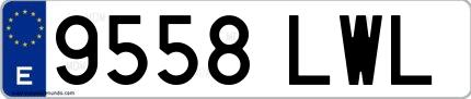 Ejemplo de matrícula española 9558 LWL