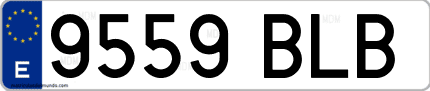 Ejemplo de matrícula de coche ordinaria 9559 BLB