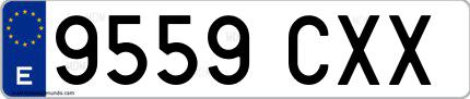 Ejemplo de matrícula española 9559 CXX