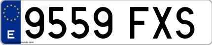 Ejemplo de matrícula española 9559 FXS