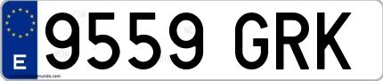 Ejemplo de matrícula española 9559 GRK