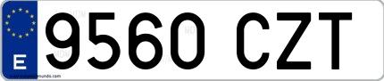 Ejemplo de matrícula española 9560 CZT