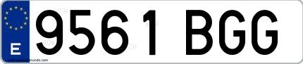 Ejemplo de matrícula española 9561 BGG