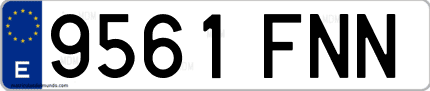 Ejemplo de matrícula de coche ordinaria 9561 FNN